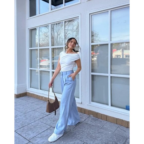 Rosetta Getty Light Blue Wide Leg Pants Size 4 | Designer Women’s Trousers - Picture 10 of 16